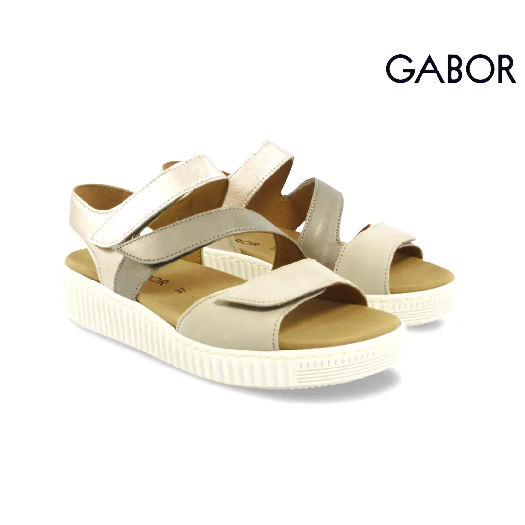 Gabor dames sandalen beige met verstelbare banden en comfortzool
