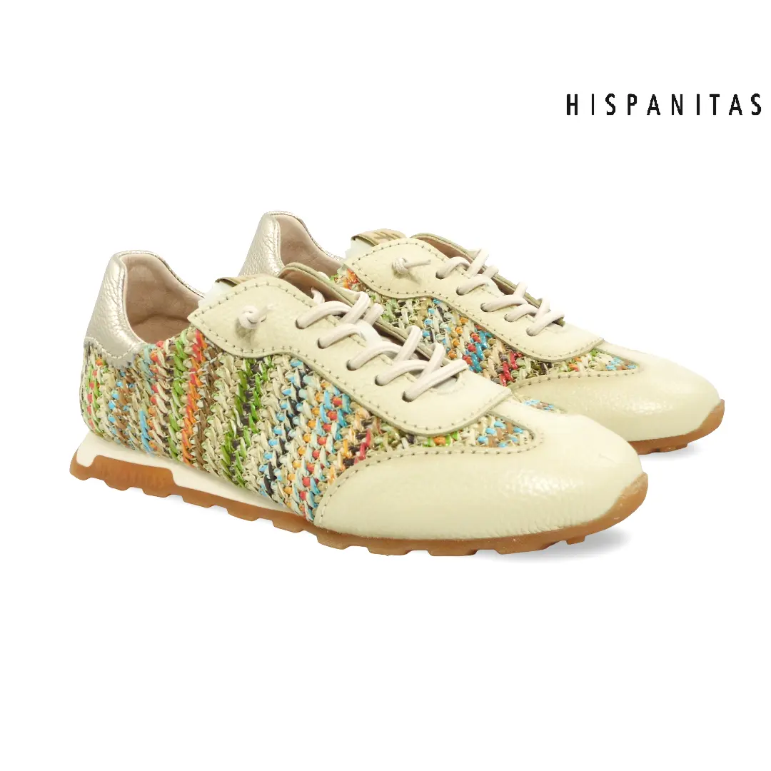 Hispanitas RHV264596 sneaker in butter met multicolor vlechtwerk
