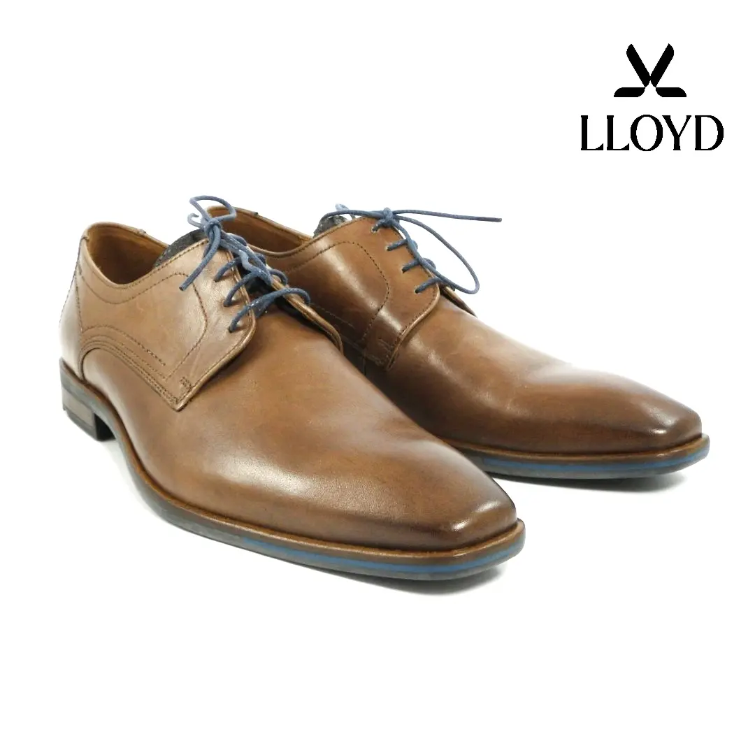 Lloyd bruine heren veterschoen van leer met puntige neus.