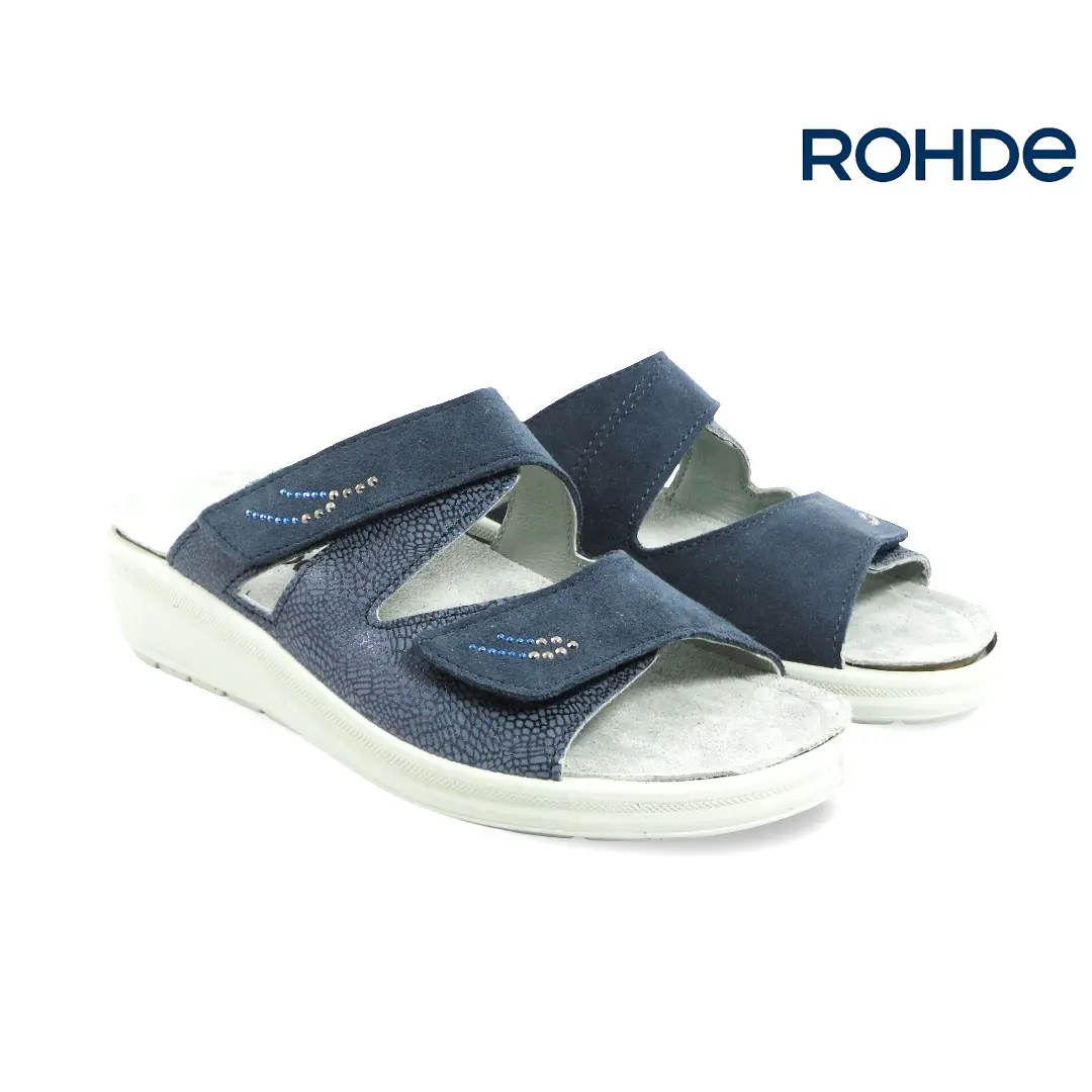 Rohde dames slippers ocean blauw met klittenbandsluiting en comfortabele zool model 5729