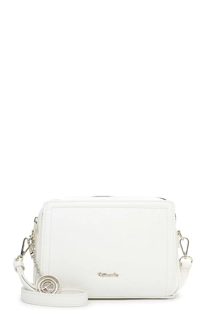 Tamaris witte handtas met ritsssluiting en metalen hanger