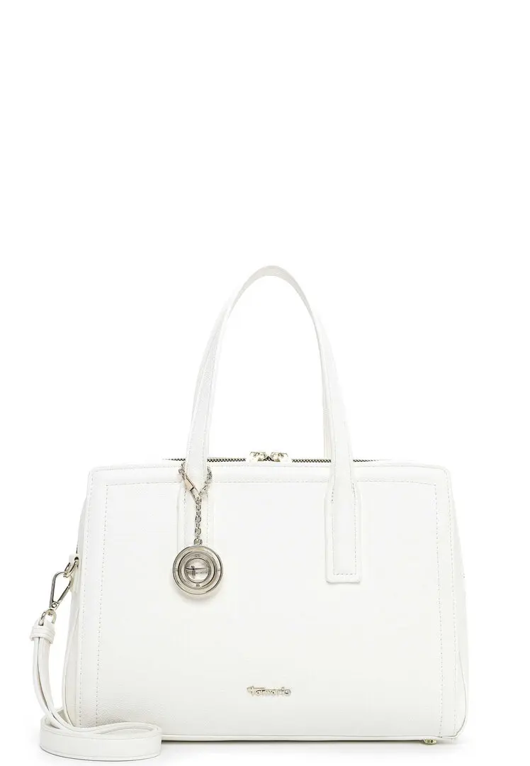 Tamaris kleine witte shopper met dubbele handgrepen en metalen hanger