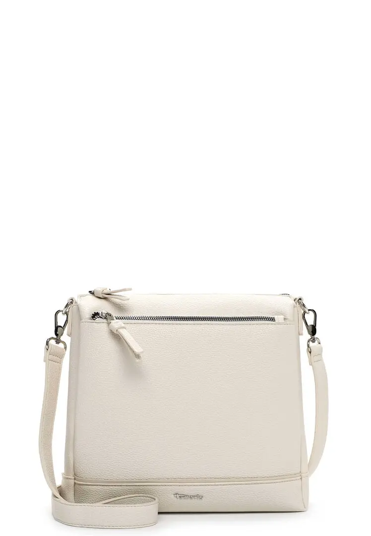 Offwhite Tamaris crossbodytas met dubbele ritssluiting en verstelbare schouderriem.