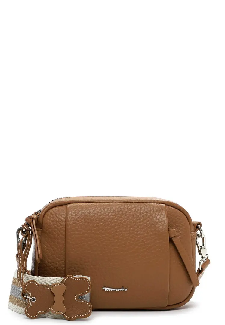 Cognac Tamaris crossbody tas met teddy hanger